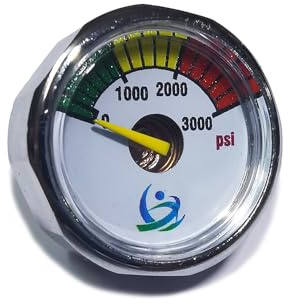 Aopkeo 1 inch Pressure Gauge Mini Micro Manometre 1/8NPT for Paintball PCP Airsoft Mountaineering Diving 1500psi, 2000psi, 3000psi, 5000psi, 6000psi (1/8NPT-3000psi)