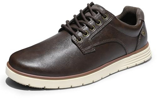 festooning Men's Casual Dress Shoes Loafers for Men Casual Sneakers Shoes Lace Up Comfortable Oxfords Slip-on Darkbrown Size 10