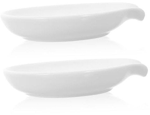 2 pezzi portacucchiaio posate da tavola in ceramica supporto spatola poggiapolsi bianco