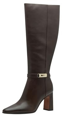 MARCO TOZZI Damen Hohe Stiefel mit Absatz aus Kunstleder Spitz, Braun (Cafe), 40 EU