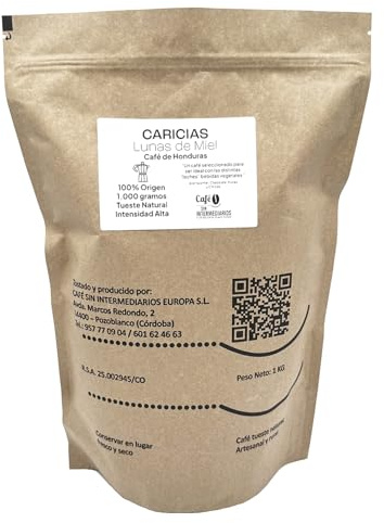 CAFE SIN INTERMEDIARIOS - Caricias - Café de Honduras para cafetière italienne - moka 1Kg - Torréfaction hebdomadaire - Emballé et moulu a l'expédition - Intensité de saveur elevada