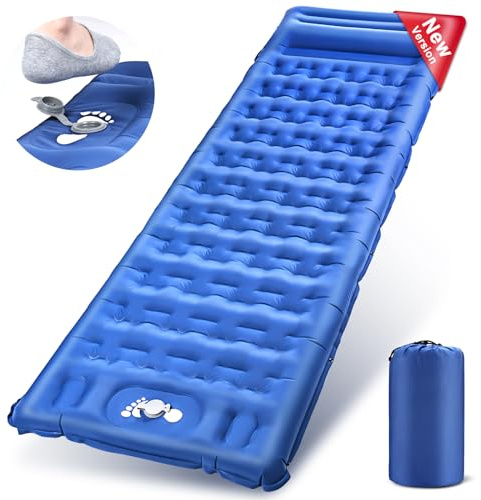Wholede Materasso Gonfiabile Singolo Campeggio, Materassino Autogonfiante Ultraleggero, Letto Gonfiabile Singolo per Campeggio, Trekking, Alpinismo, Viaggio, Backpacker-Blu