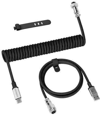ZIYOU LANG C01PRO Custom Braided Coiled USB C to A Keyboard Cable-Black