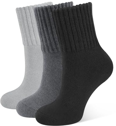 CLOSEMATE 3 Paia Calzini Spugna Termici Donna Invernali Morbidi Antigelo Calze Spesse per Sport e Casa con Taglie 1Nero 1Grigiochiaro 1Grigio Chiaro 35-42