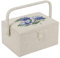 Hobby Gift Exclusive Medium Sewing Craft Hobby Storage Box, Accessories Tray Pin Cushion Pocket PVC Handle Embroidered Lid 18.5 x 25.5 x 14.5cm, Hydrangea