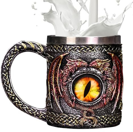 Boccale di birra Drago - Boccali da uomo norreni e celtici, articoli da bere a stecca| Tazza da caffè con boccale a di occhio di drago, regalo da collezione di decorazione dal design creativo, b