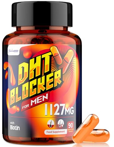 Truvenzara DHT Blocker for Men 1127mg, Advanced Hair Growth Supplement in Liquid-Filled Capsules, with Biotin, Vitamins & Herbal Complexes, High Absorption