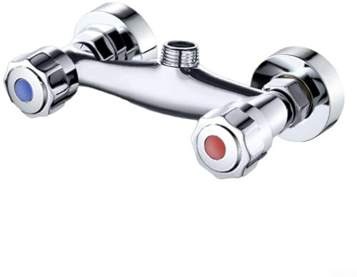 Mitigeur de douche mural en laiton à double levier avec contrôle du froid et du chaud, finition chromée, espacement des trous de 150 mm, robinet d'eau (A)