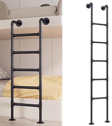 Kraftig svart metall RV våningssäng stege – 3/4/5 steg multifunktionell loft klättringsstege för höga sängar och källarfönster – anpassningsbar storlek (140 cm) – säkerhetslösning