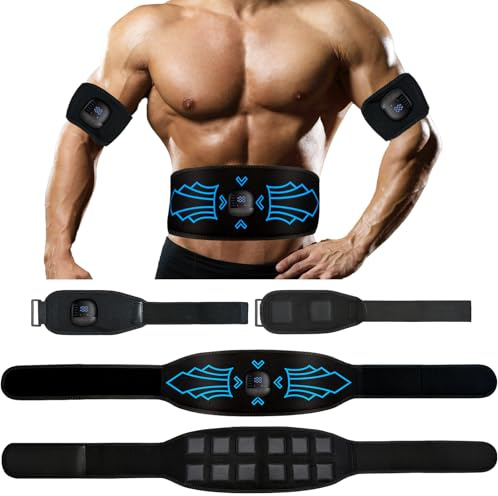 TERVON EMS Bauchmuskeltrainer, Bauchmuskeltrainer Elektrisch mit 10 Modi 30 Intensitäten, EMS Trainingsgerät Typ-C Aufladung für Bauchmuskel Muskelaufbau, Nzeige des Kalorienverbrauchs