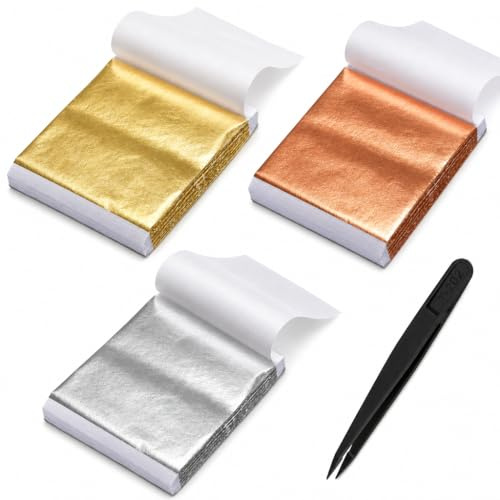 VVPENA 300 ark bladguld för pyssel, 8 x 8,5 cm imitation guldfolie blad silver roséguld för konst naglar dekoration