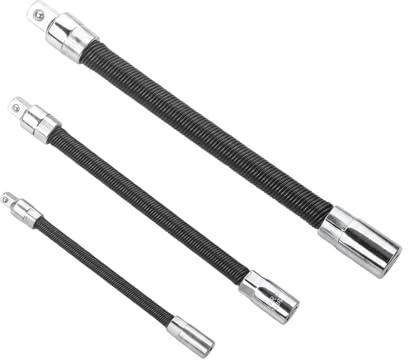 Genérico Extensión Flexible Para Brocas | 3 Barras Metálicas Doblables Y Portátiles,Set De Extensiones Flexibles Para Vasos,Coches, Reparación De Motores, Taller Mecánico, Mantenimiento Vehicular