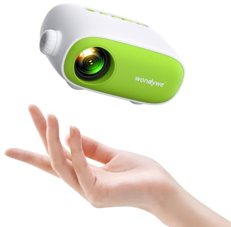 wondywe | Proiettore Portatile, Regalo per Guardare Film – Immagine da 137 Pollici, 480P, Supporta Chiavetta TV/PC – Designi Ultra Portatile, Mini Proiettore