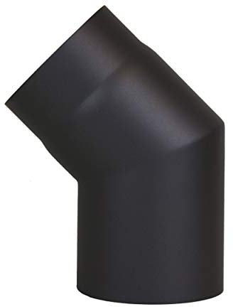 LANZZAS - Coude à 45° pour tuyau de poêle, diamètre nominal 150 mm, couleur : noir métallisé.