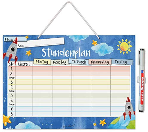 younikat Calendario delle lezioni cancellabile da appendere, con penna riscrivibile, scuola elementare, ragazzi e ragazze, dv889