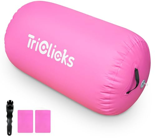 kiaster Colchoneta inflable para gimnasia con rodillo de aire, para gimnasia, yoga, entrenamiento, animadoras, uso doméstico (Rosa, 120x90cm)