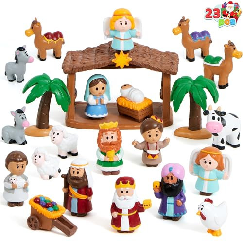 JOYIN 24 statuette di Natale con presepe, in miniatura, per bambini, regalo di Natale, decorazioni per feste, da tavolo