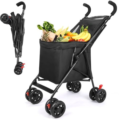 Wedyvko Trolley Einkaufstrolley Klappbar, Shopping Trolley, Einkaufswagen Leichtgewichtig 36 Liter | 30 Kg, Haltbar Doppelrad, wasserdichte Abdeckung