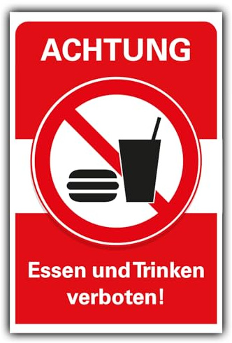 Verbotsschild Essen und Trinken verboten Verbot Hinweisschild Hartschaum 30x20 cm