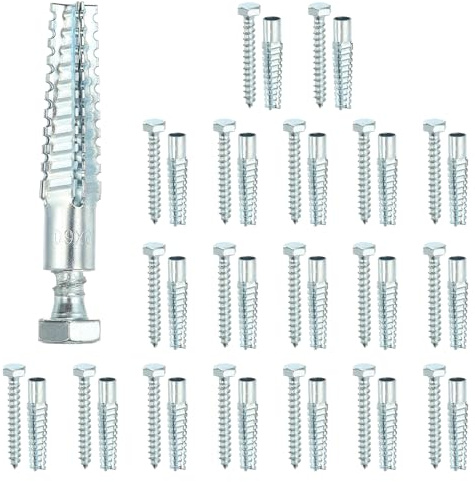 PATIKIL 20 Pcs Anclajes para Pared Hueca Drywall con Tornillos 0.31 x 2.48, Kit de Anclajes de Acero para Reparación de Agujeros en Madera, Concreto y Yeso, Plateado (10 x 60mm)