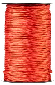 SNURO Corde en Polyester (3mm, 100m, Rouge) - Polyester tressé - Solide, résistant aux intempéries et Polyvalent - Charge de Rupture 153kg