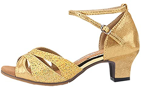 Silver Women's Dance Shoes Extra Wide Feet Comfortable Performance Latin Salsa Party Shoes 20s Vintage Style Elegant Heel Summer Dance Shoes for Wide Feet Comfort Sole, gold, 6 UK