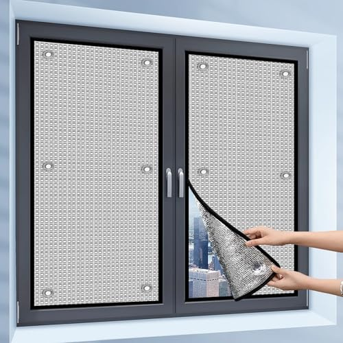 Geovne Lámina de Protección Solar Resistente a Los Rayos UV,Película de Ventana Reflectante al Calor,Lámina Aislante de Aluminio,Vinilo Opaco,para Hogar y Oficina,6mm (45x150cm/18 x59)
