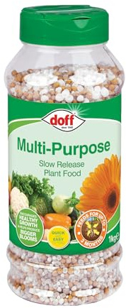 Doff Multi-Purpose Slow Release Plant Food– 1Kg Fast-Acting Controlled Release Garden Fertiliser for Healthy Growth of Flowers & Shrubs – Encourages Root Development – Feeds for 3 Months