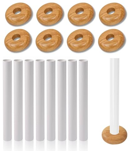 Marco Paul 8pc Wooden Radiator Pipe Collars And Radiator Pipe Covers White - 200mm X 15mm Thick PVC Sleeves For Pipes - Easy To Install Snap On Floor Rings - Radiator Accessories For Protecting Pipes