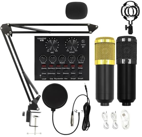 Pacchetto attrezzatura per podcast - Pacchetto studio di registrazione, set di microfoni a condensatore, attrezzatura professionale per streaming live | Forniture per studi di registrazione per comput