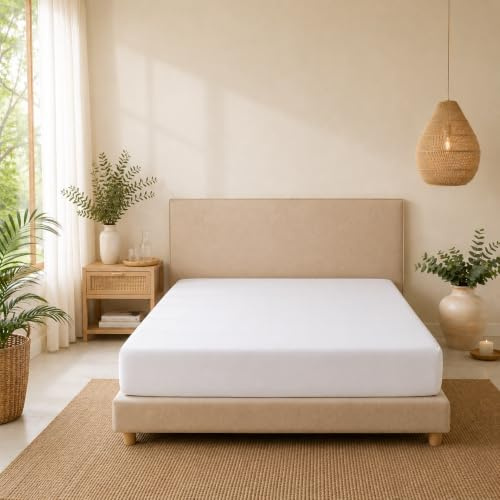 Jomy - Sábana Bajera bambú 150 x 190/200 + 30 para Cama 150 cm, Sabana Bajera Suave y refrescante Termorreguladora Sábanas Frescas para Verano, Color Blanco Saten 400 Hilos