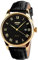 SKMEI Business-Herren-Quarz-Armbanduhr, römische Ziffern, Lederband, lässig, wasserabweisend, analoge Uhren, Schwarz + Gold, Business