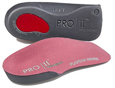 PRO 11 WELLBEING 1 Pair of Slim Fit 3/4 Orthotic Insoles with Heel Pad for Plantar Fasciitis (3/4.5 UK, Pink)