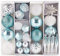HEITMANN DECO Set di 29 palline per albero di Natale, decorazioni natalizie, colore turchese, bianco, da appendere, in plastica, turchese, bianco, argento