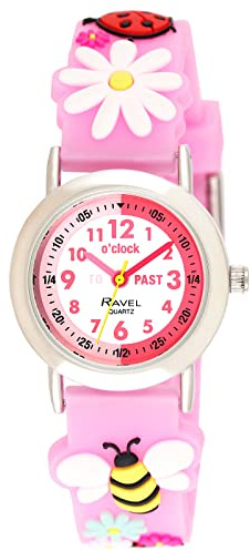 Ravel Girl's Pink Bee Time Teacher Watch - Analogue Quartz - R1513.83