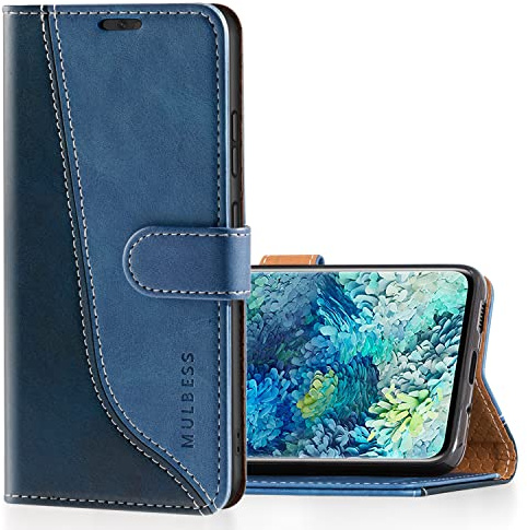 Mulbess Coque pour Samsung Galaxy S20 4G / 5G, Etui a Rabat, Housse en Cuir, Pochette de Protection Portefeuille, Élégant Diamant Bleu