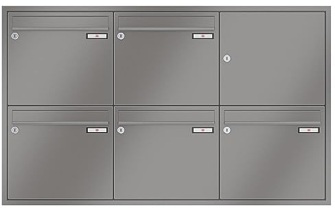 RENZ/Eckrahmen / 5er Unterputz-Briefkastenanlage Einbau-Briefkasten/RAL-Farbe 9007 Volumen 12 L/Dein-Briefkasten.de
