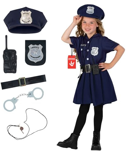 Morph Disfraz Policía Niña, Disfraces de Policia para Carnaval y Halloween, 10-12 años