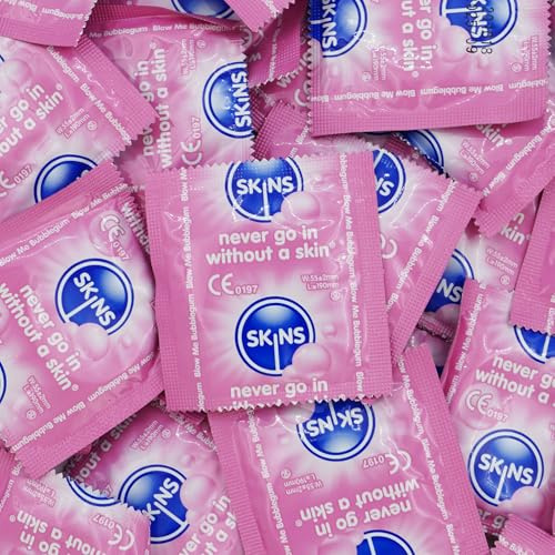 Premium Skins Préservatifs Aromatisés Bubblegum Big Box - Ultra Fins pour la Bouche et les Rapports Sexuels - Avec Lubrifiant Extra Aromatisé pour Plus de Plaisir