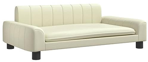 vidaXL Kindersofa, Couch für Kinder, Kindercouch mit runden Kanten, Kindersessel Minisofa Polstersofa Kindermöbel Sofa Kinderzimmer, Creme Kunstleder