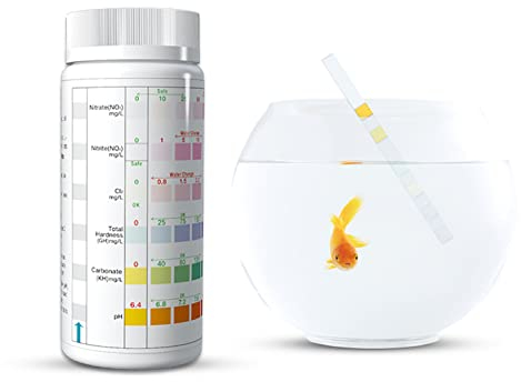 Luckxing 6-in-1-Aquarium-Wassertest-Kit – 100 Stück Aquarium-Teststreifen, Süßwasser-Teststreifen für lebende Fische, Wasserqualitäts-Teststreifen für Aquarium-Schildkrötenbecken