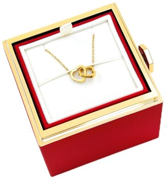 Uloveido Personnalisé Sculpture Personnalisation Deux Noms Cœurs Entrelacés Collier Double Cœur Pendentif Choker pour Femme, M, Acier inoxydable, Aucune pierre précieuse.