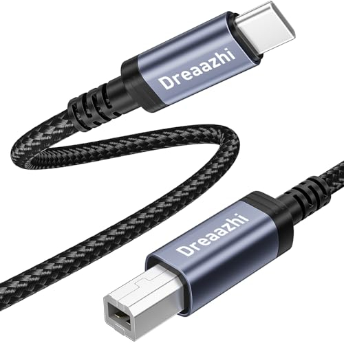 Dreaazhi USB C Drucker Kabel 2M, USB B zu C Scannerkabel Geflochten für HP, Epson, Canon, Lexmark, DAC, MIDI Tastatur, MacBook Pro/Air, iMac XPS ASUS Laptops