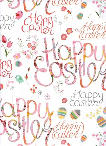 ARKRAFT Geschenkpapier Set 3 Blatt XXL 90 x 65 cm Kunststofffreie Verpackung Papier FSC happy easte Ostern (18-8700)
