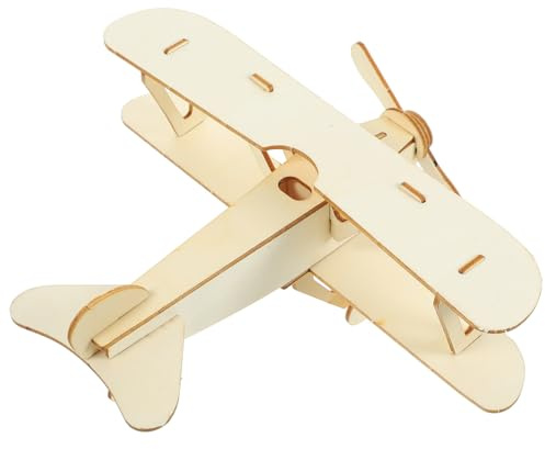 STOBOK Modèle Avion en Bois À Assembler DIY Puzzle Jouet pour Enfants Peinture Manuelle Kit Créatif 8.27X6.69X0.08 Pouces Développement Compétences