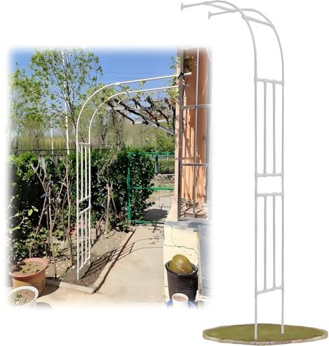 Arco da Giardino Metallico a Mezza, Struttura per Matrimonio a Mezza Arco, 120 cm, 180 cm, 220 cm, 260 cm, 300 cm Roseto Pergolato per Piante Rampicanti, Giardino Esterno, Cortile(Bianco,W 60 X H 240