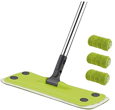 PACKOVE 360 Trapeador sin Mano fregona de Madera Dura Limpieza fregona autolimpiante trapear Reutilizable Almohadillas mop trapas de Microfibra trapeador para Pisos de Madera Verde