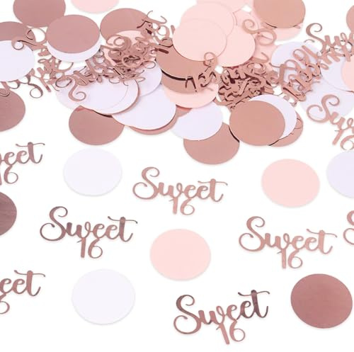 100PCS 16th Birthday Confetti Rose Gold Sweet 16 Birthday Decorations Sequins Table Scatter Sprinkles Happy 16th Birthdays Confetti Wedding Anniversary Table Decorations