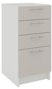 JD Greta Fixed Height 400mm Kitchen Drawer Base Cabinet Floor Unit (Without Worktop) – Cashmere Matt