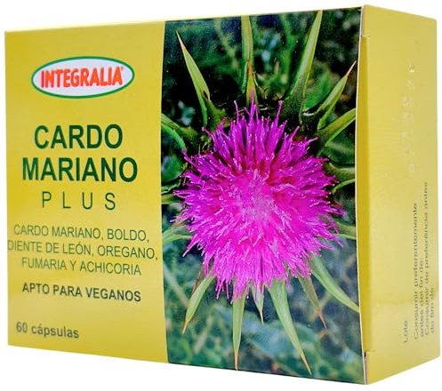 Integralia Cardo Mariano Plus 60 Cápsulas - Con Boldo, Diente de León, Fumaria y Achicoria - Protector Hepático y Depurativo Natural - Detoxificación del Hígado y Digestión